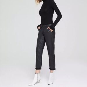 AG Adriano Goldschmied Caden Leatherette Tailored Trousers Black Pant Sz 24